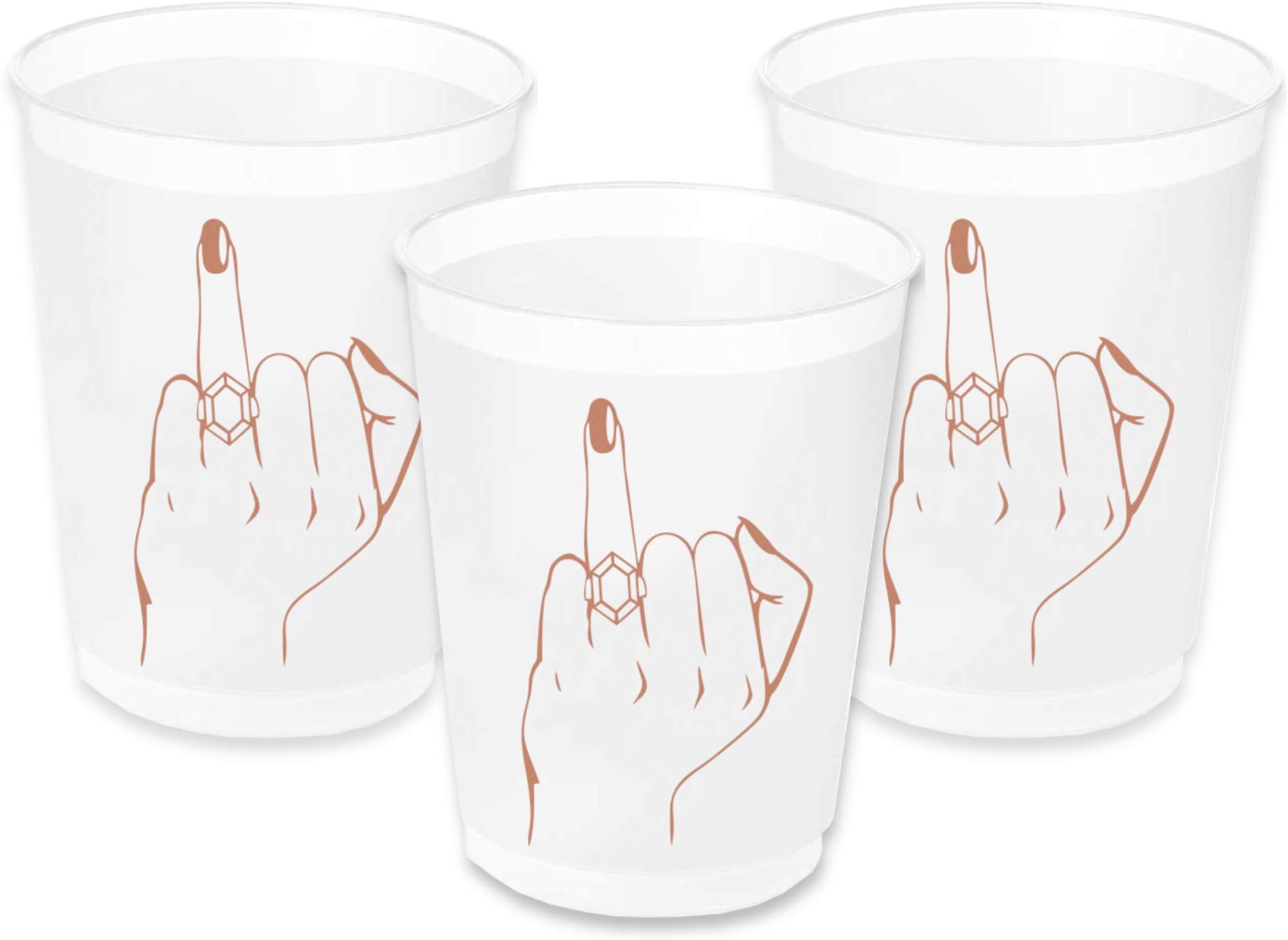 Bachelorette Party Cups - Rose Gold Ring Finger Cups, 16 Count, 16 Oz. - Bridal Shower, Engagement Party Decoration and Bride To Be Gift