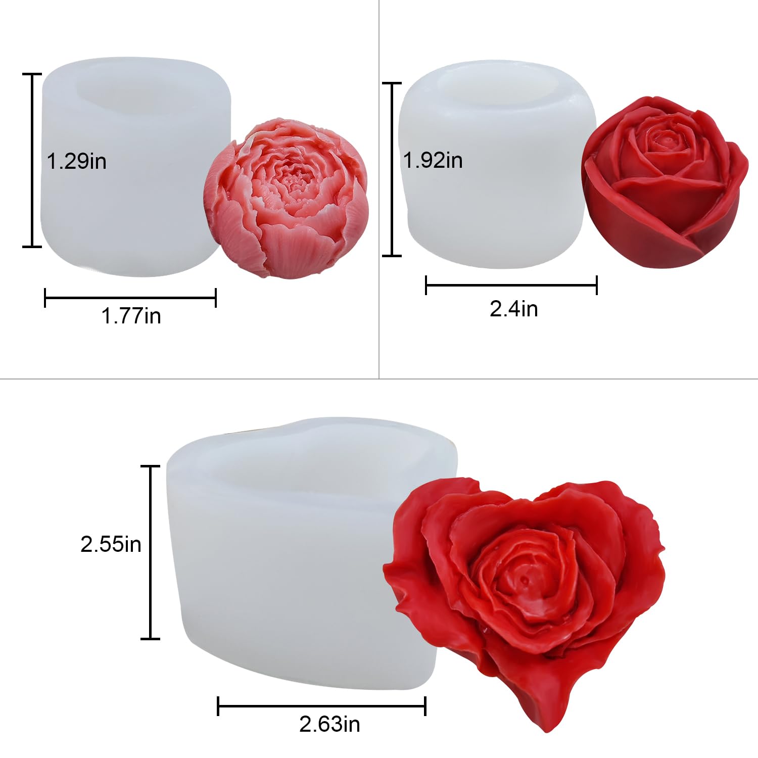 MoldFun Moule En Silicone Pour Bougies En Forme De Rose 3D Pour Savon Fait Main, Bombe De Bain, Barre De Lotion, Chocolat, Bougie, Crayon, Cire