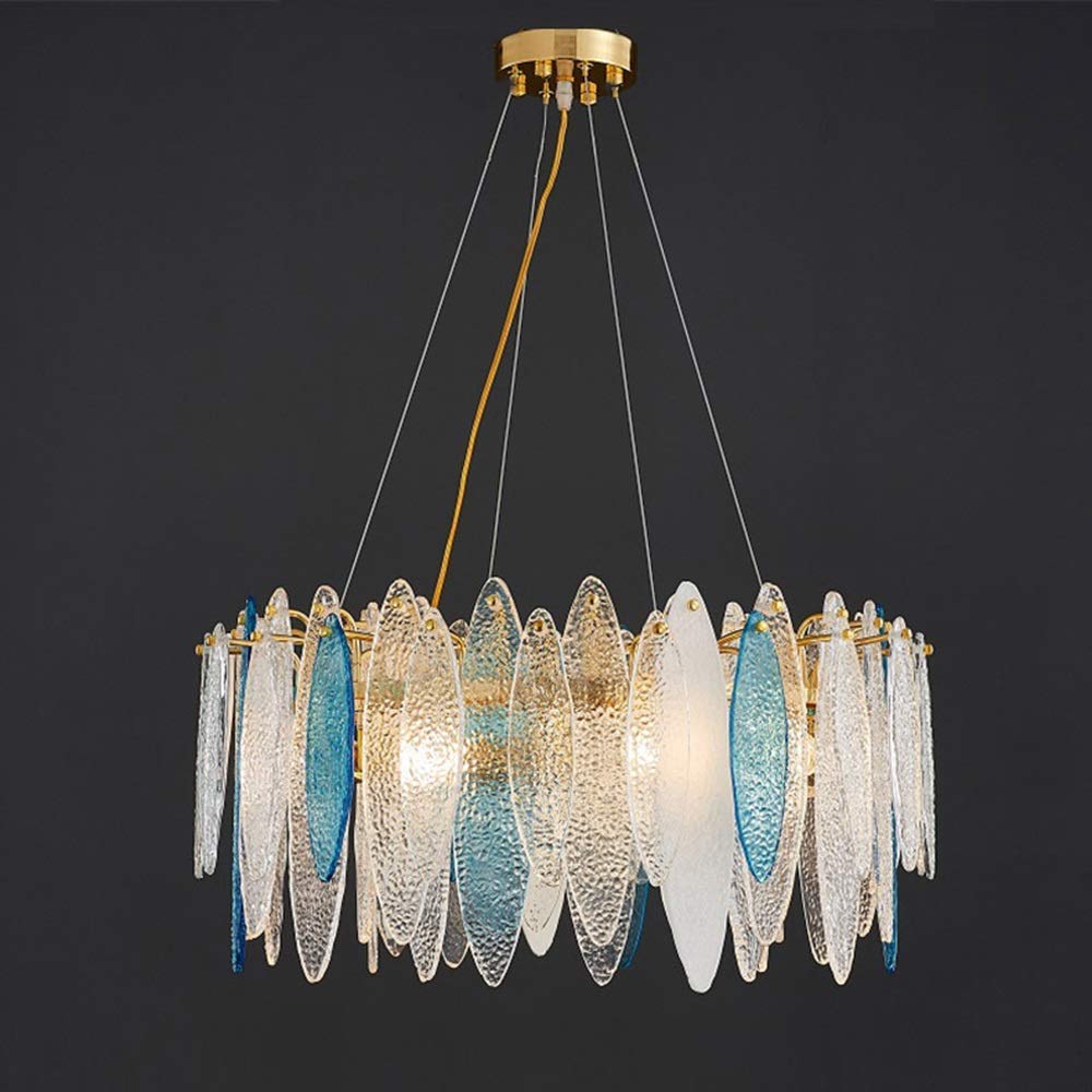 YANQING Durable Creative Colorful Glass Chandelier LED Ceiling Lamp Warm Light Home Decoration Living Room Dining Room Restaurant Modern Minimalist Art 60 * 60 * 30cm Chandelier