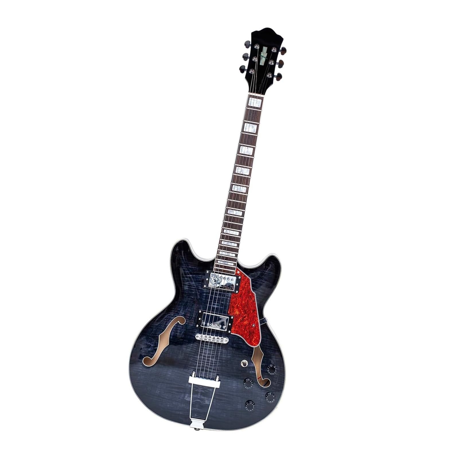 Profesjonalna Gitara Elektryczna Gitara Elektryczna Jazzowa Dla Początkujących Z Wydrążonym Mostkiem Trapezowym I Dopasowaniem(Black)
