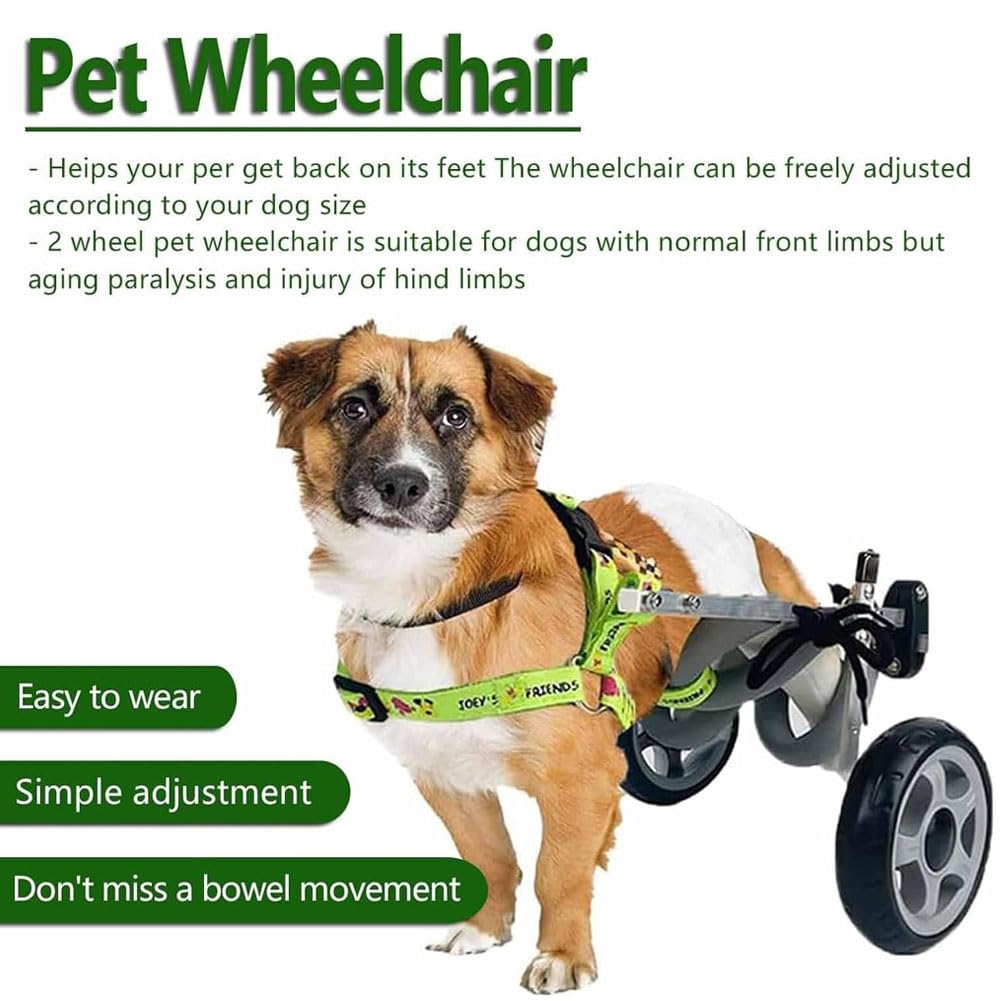 Silla de ruedas ajustable para perros grandes, carrito de movilidad de aluminio ligero con neumáticos de PVC, soporte trasero para patas para mascotas lesionadas, ideal para rehabilitación y ayuda a