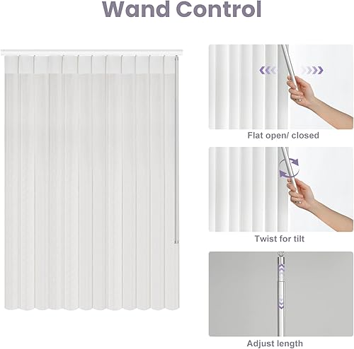Miniatura 5 de Graywind Persianas verticales transparentes manuales, tamaño personalizado, tela ligera, control de varita transparente, control de varita, filtrado