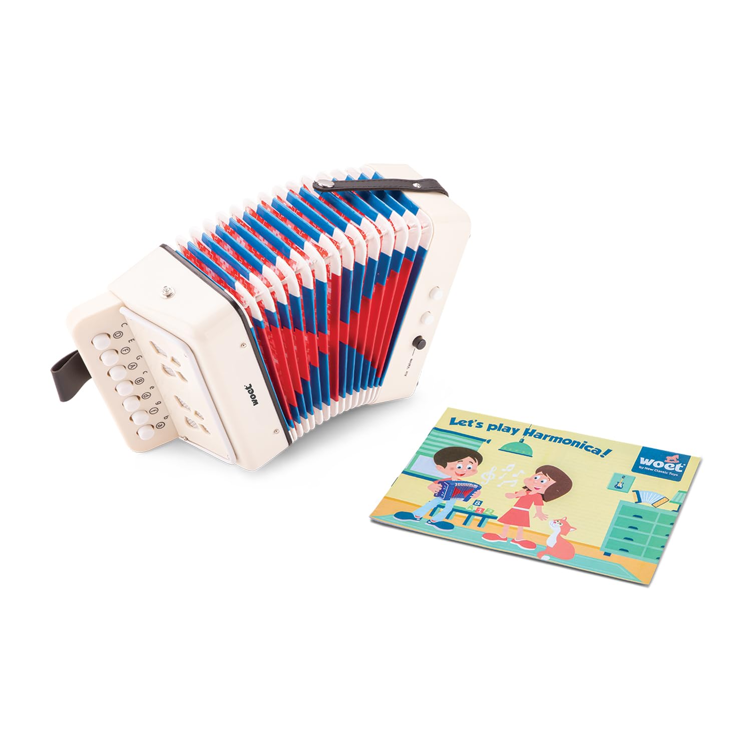 Woet® Accordéon Jouet Blanc pour Enfants, Instrument de Musique avec Livret de Chansons et 8 Chansons, Jouet Éducatif Débutant, Développement Musical, À Partir de 3 Ans