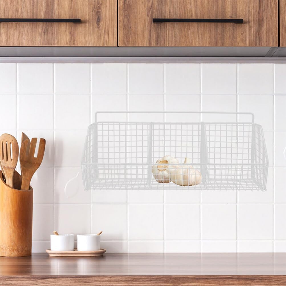 iplusmile 2pcs Wall Mounted Kitchen Storage Baskets Hanging Vegetable and Fruit Holders for Organized Kitchen and Pantry Mesh Design for Air Circulation Easy to Install