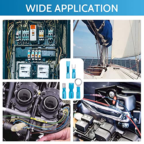 Tsinglax 120Pcs Heat Shrink Wire Connectors - Electrical Terminals Kit - Waterproof Marine Automotive Crimp Connector Assortment - Ring Fork Spade Butt Splices（8Types) #TOP6