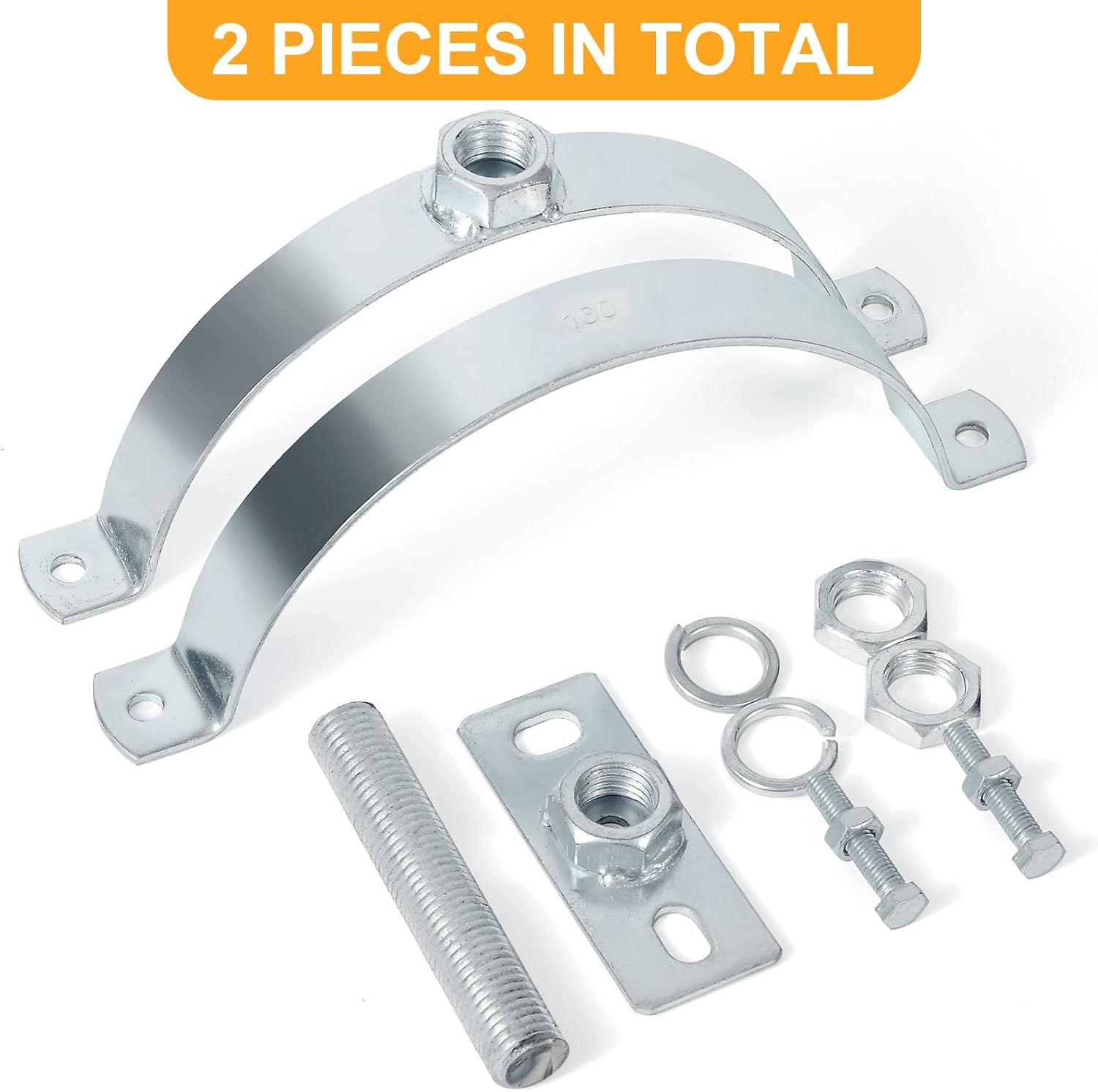 2 Pcs 6" Heavy-Duty Galvanized Split Ring Pipe Hanger - B Vent Wall Bracket, Versatile Wall and Ceiling Mounting Solution for Pipes