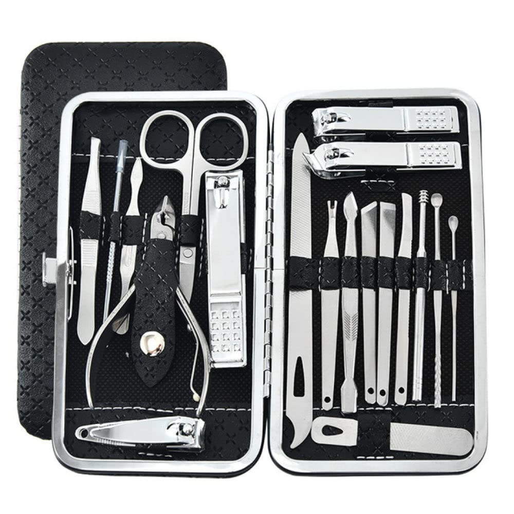 Juego de 19 cortaúñas para podar, alicates de Corte para una Sola Ranura de uña, Herramienta para pedicura, cortaúñas para Piel Muerta e inflamación, Herramienta para el hogar, Color Negro