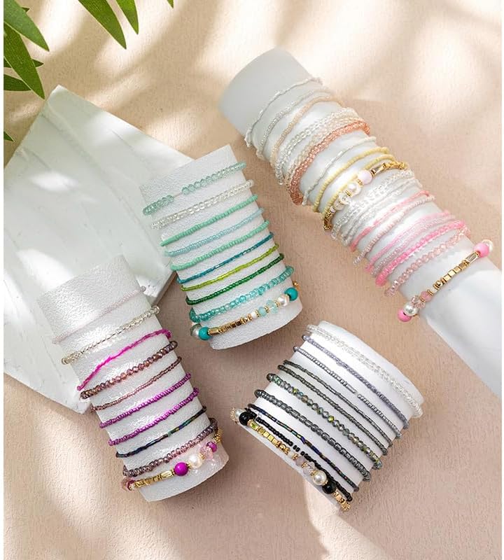 10PCS Bohemian Stackable Bead Bracelets Handmade Colorful Crystal Pearl Stretch Beads Bracelets Multi Layer Versatile Statement Bracelet Jewelry for Women - Image 3