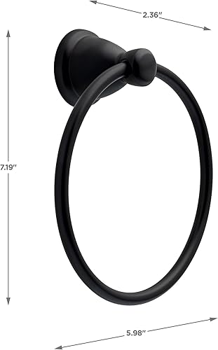Miniatura 5 de Franklin Brass Kinla - Anillo para toalla de mano (1 unidad), color negro mate, soporte para montaje en pared, colgador redondo para cocina,