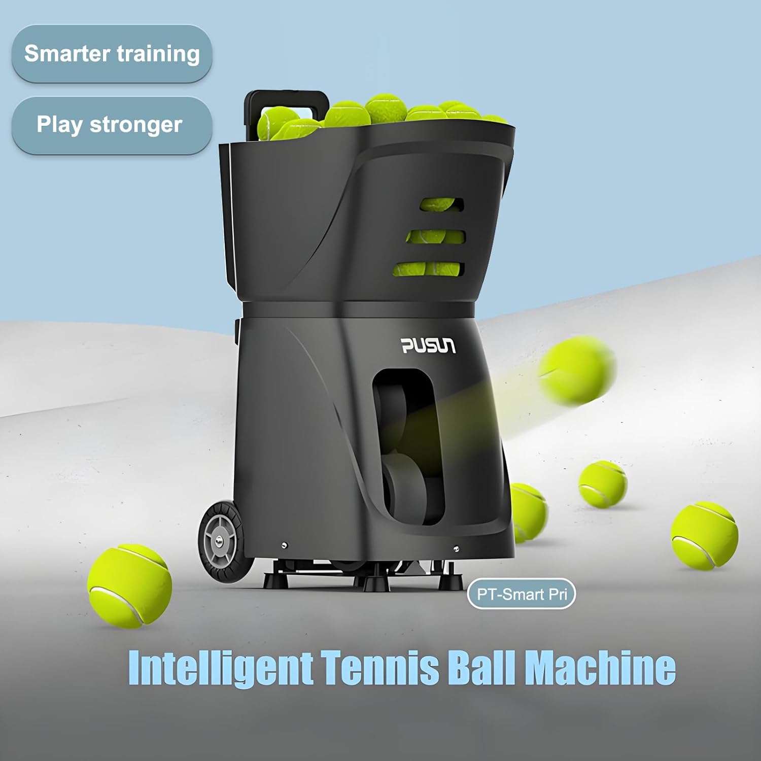Smart Tennis Ball Machine, 5-7 Hours Battery Life, Lightweight Design – Portable Training Equipment for Enthusiasts, Pros & Beginners, 12–75 mph Speed