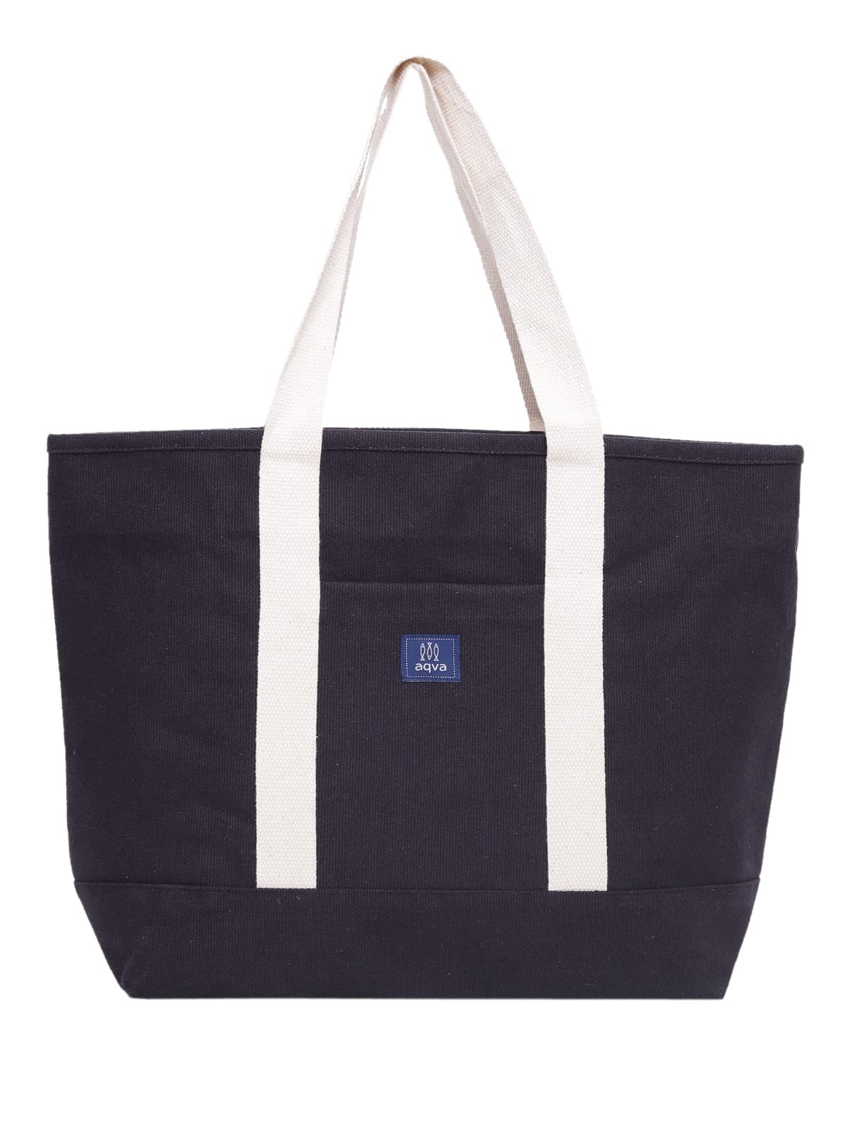 AQVA Women's Cotton Canvas Webing handles inside magnetic lock, inside zip with metal puller pocket out side front pocket Tote Bags - Large, Multipurpose Shoulder Handbag