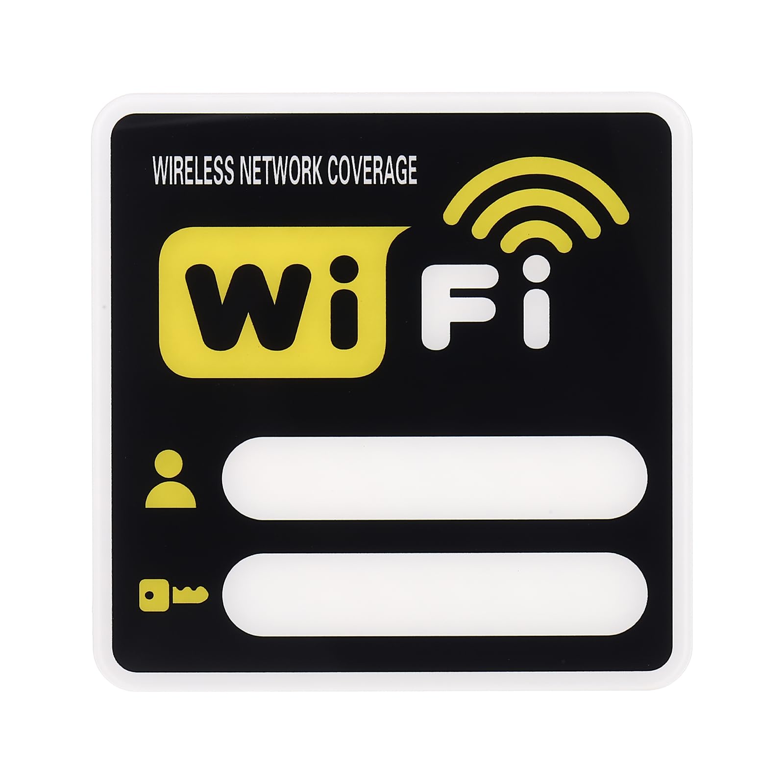 PATIKIL 4" x 4" Wifi Password Sign, 1 Pcs Acrylic WiFi Sign Self Adhesive Writable Free Network Service Notice Board for Guest Room Host Home Office Hotel Restaurant Cafe, Yellow