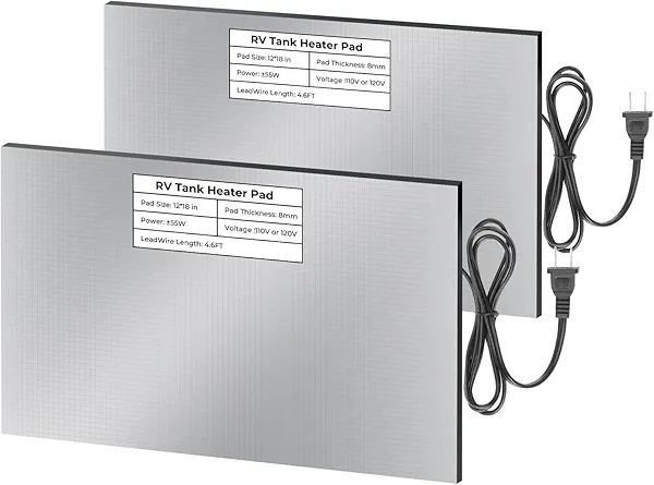 RV Tank Heated Pad, Holding Tank Anti-Freeze with Thermostat, 120V 12" × 18" Heating Pad for Fresh Water/Grey Water/Black Tank, Boat or RV Winter Travel -2PCS