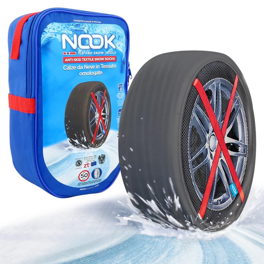 NOOK Calze da Neve in Tessuto per Auto, Omologate EN 16662-1and ONORM V5121, Facili da Montare, 2 Pezzi, 695