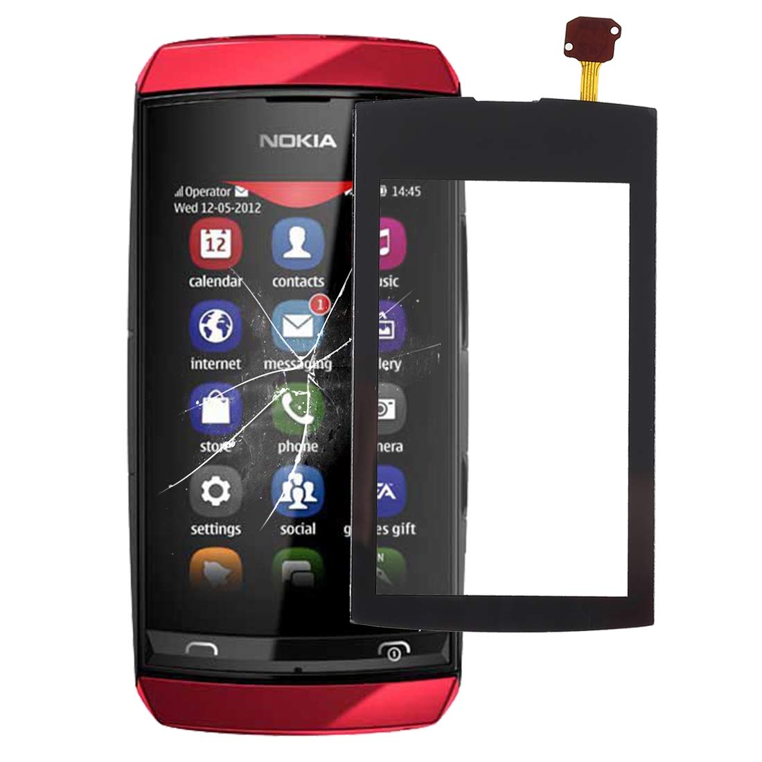 YYQNice Touch Panel for Nokia Asha 305(Black) (Color : Black)