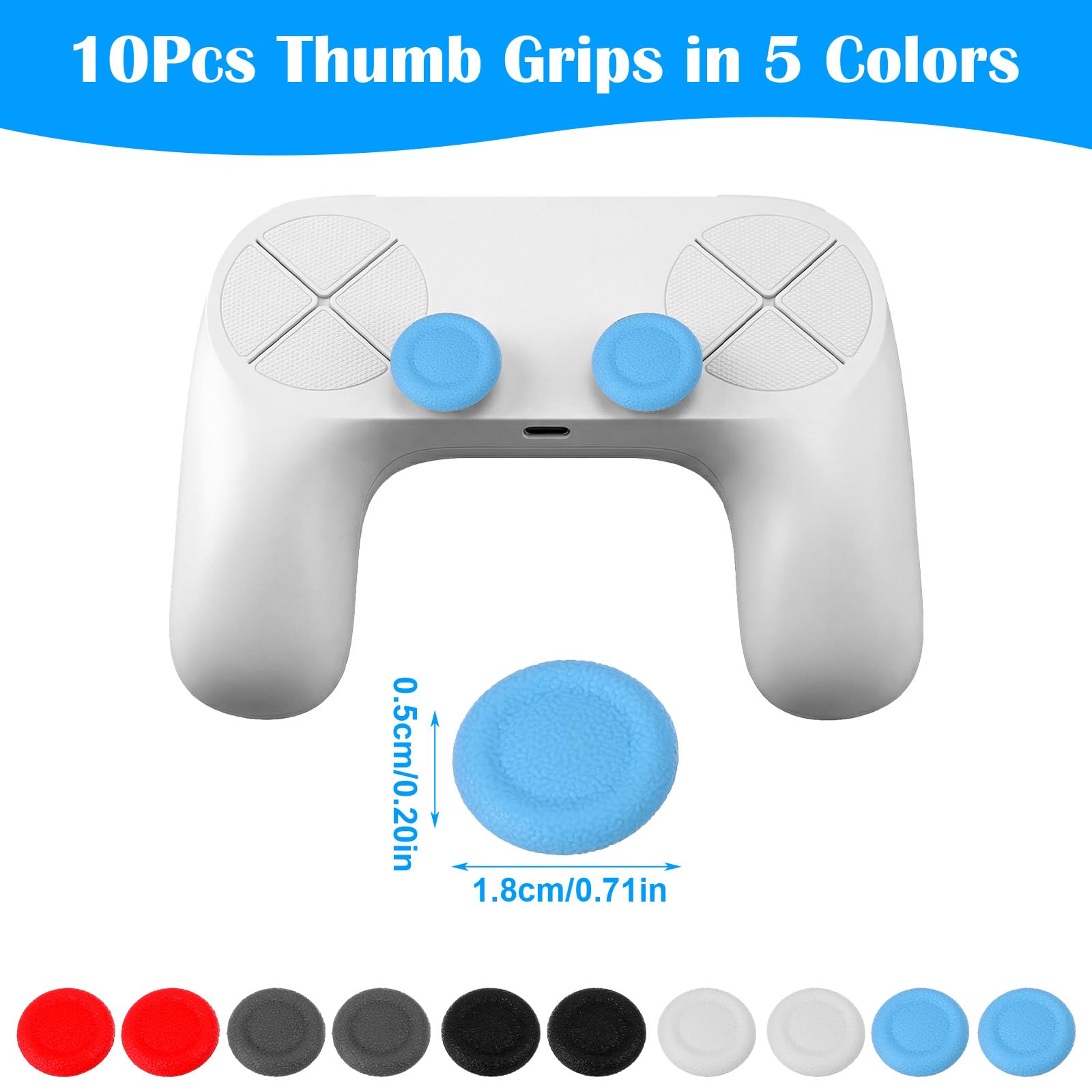 10 PCS Joystick Caps Joy Stick Thumb Grips Silicone Thumb Grips for Ps4/Ps5 Gaming Grip Protectors Replacement Parts — view 2