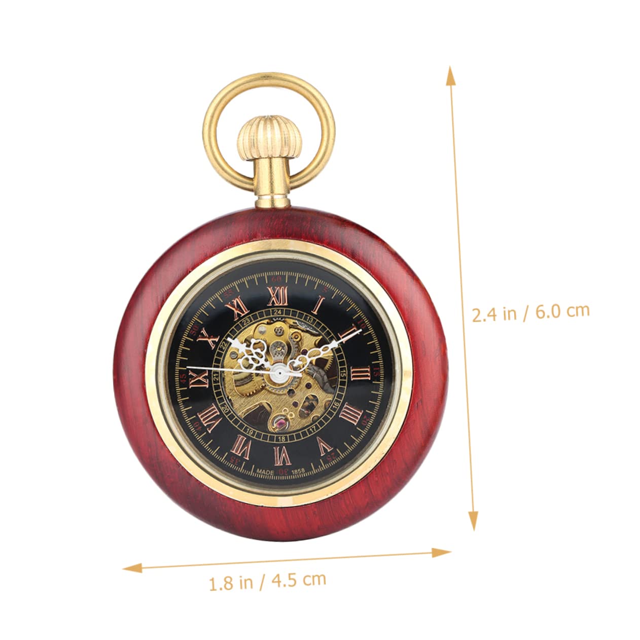 CALLARON Reloj de Bolsillo Mecánico Colgante con Números Clásicos, Diseño Antiguo de Madera y Vidrio, Decorativo para Uso Diario o Eventos Obsequios