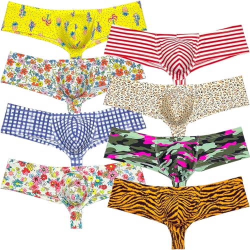 OROCOJUCO Pack of Men's Mini Cheek Underwear Contour Pouch Brazilian Bikini Underpants Skimpy Boxers Swim Trunks