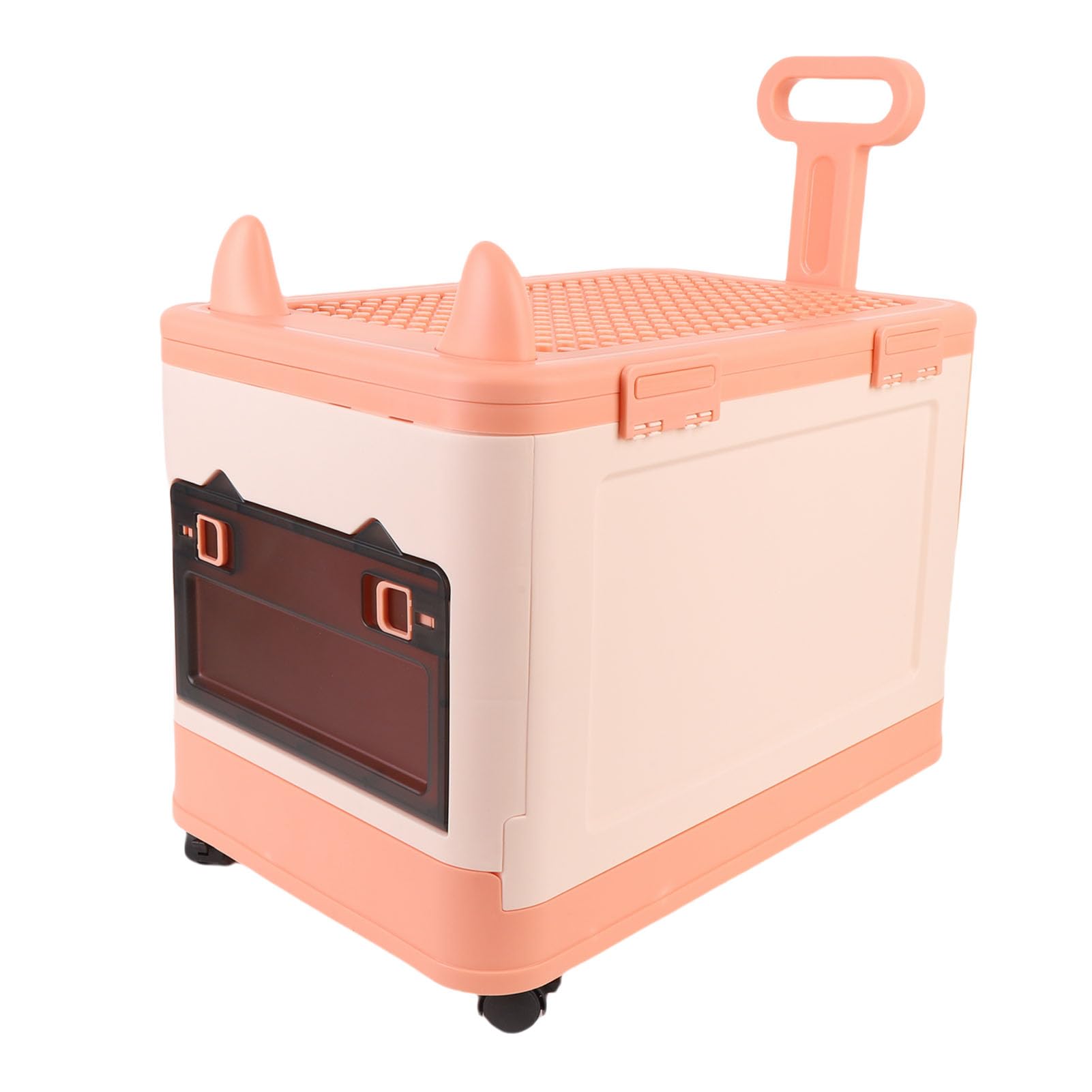 Cryfokt Portaoggetti per Giocattoli Robusta Cassapanca in Plastica con Ruote per L'organizzazione della Sala Giochi, per Bambini e Neonati, Ca.12,2x18,5x19,7", 1 unità (Rosa arancio)
