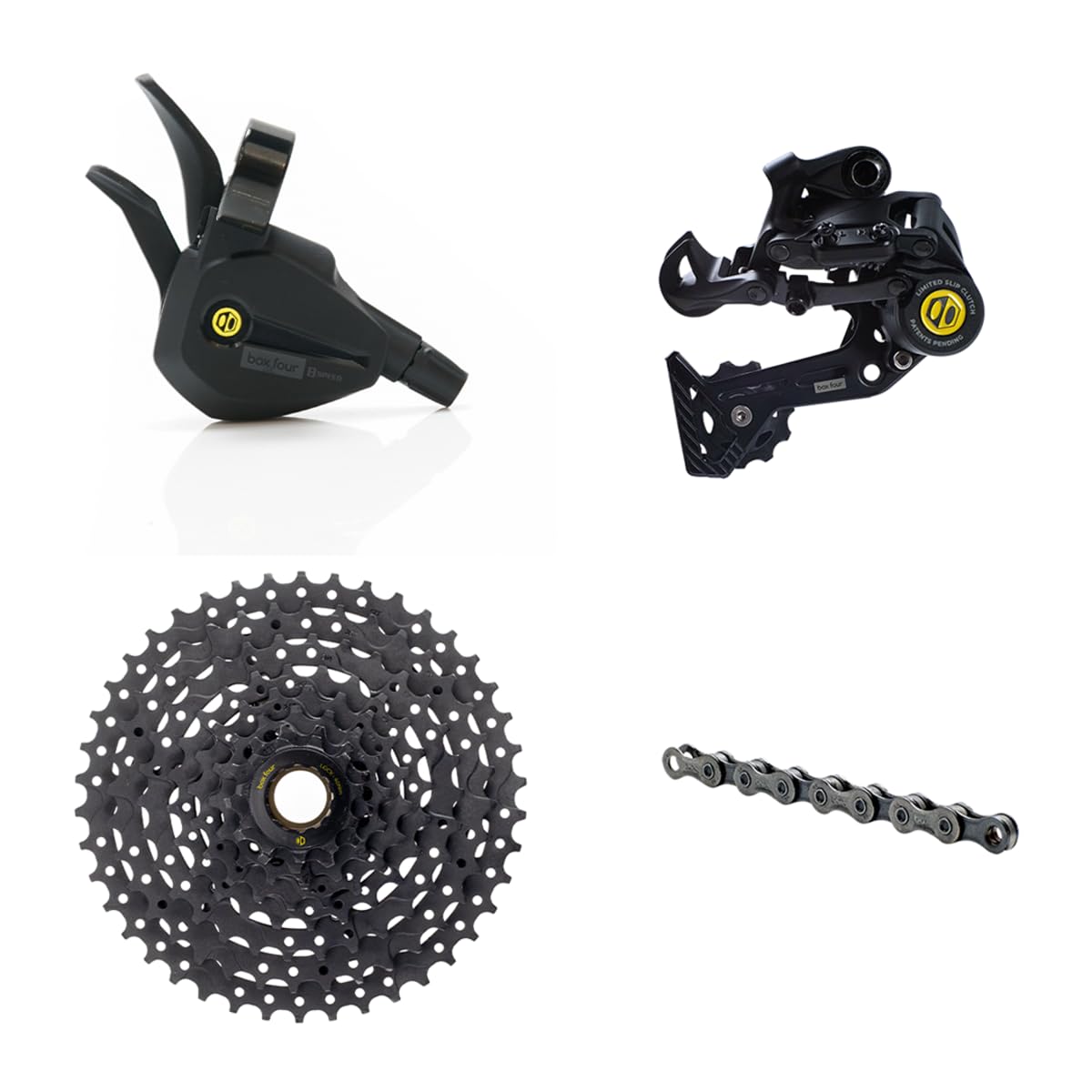 Box Four 8 Speed Multi Shift Non E-Bike and Single Shift E-Bike Cycling Groupset with Rear Derailleur, Shifters, Cassette, Chain, Shift Housing Kit Components Mountain Bike Drivetrain Upgrade