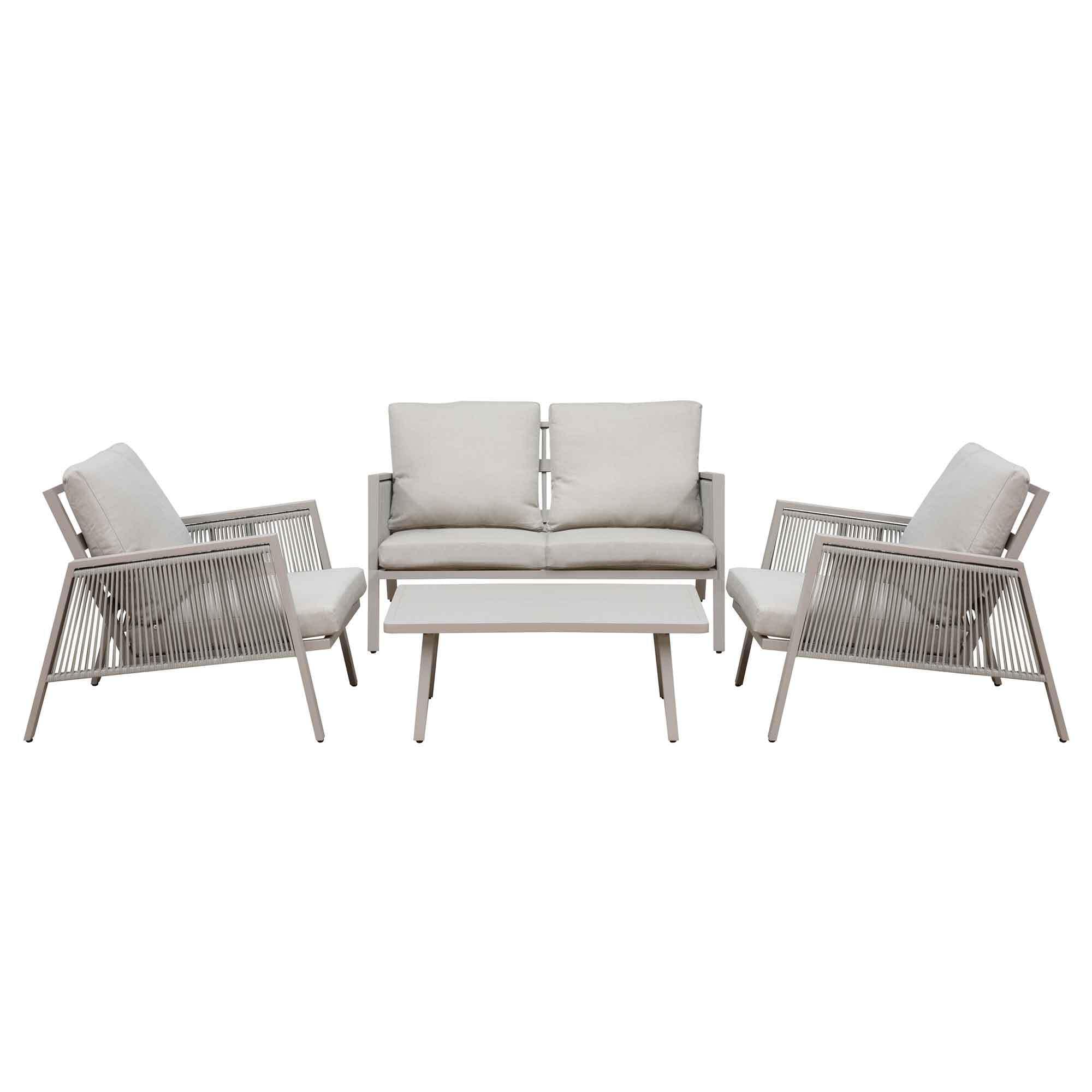 Dellonda Fusion 4 Piece Outdoor Aluminium Sofa Set, Light Grey - DG56