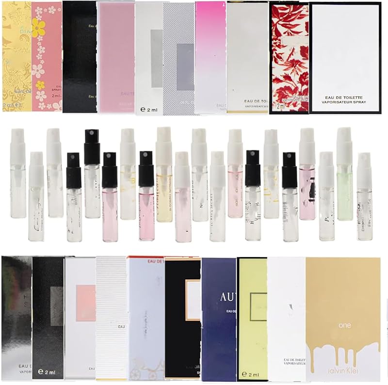 20 muestras de fragancias de diseñador, colección de muestras de fragancias de diseñador para mujeres, viales de perfume de alta gama para mujeres, mini muestras de perfume, regalo para novia, esposa o madre-20 muestras aleatorias