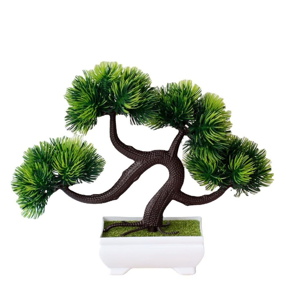 EasyByMall Pianta artificiale in vaso con muschio a quattro sfere, albero bonsai di seta realistico per decorazione domestica, scrivania da ufficio, oggetti di scena fotografici, disposizione di