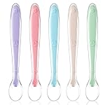 Vicloon Baby Silicone Spoons, 5 PCS Baby Training Feeding Spoons for First Stage 4 Months Toddlers, Infants Utensils Feeding Supplies, Soft Tip BPA Free Gum-Friendly Dishwasher Boil-Proof