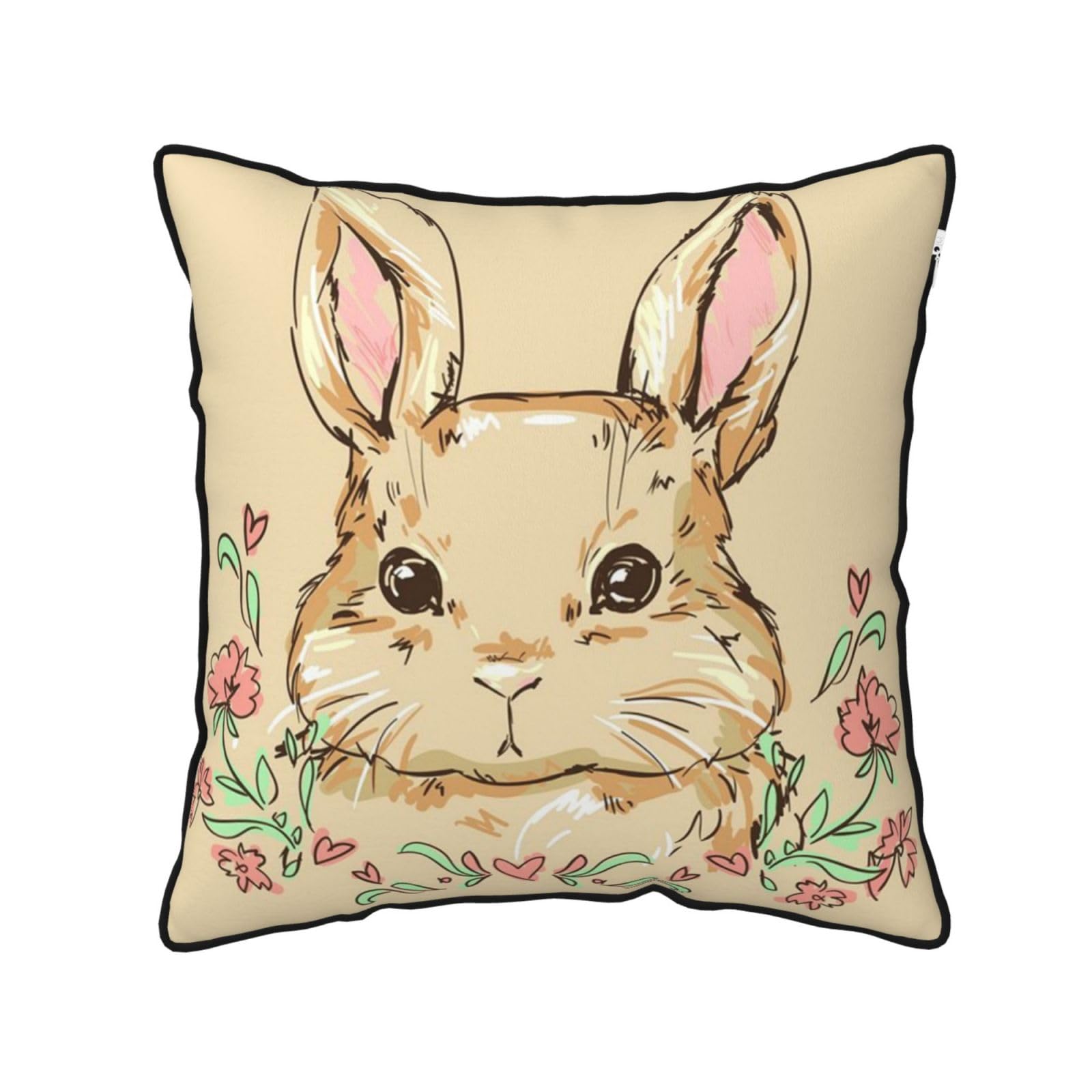 FZGGWYHL Cute Easter Bunny Rabbit printed Velvet Throw Pillow Cover Pillowcase