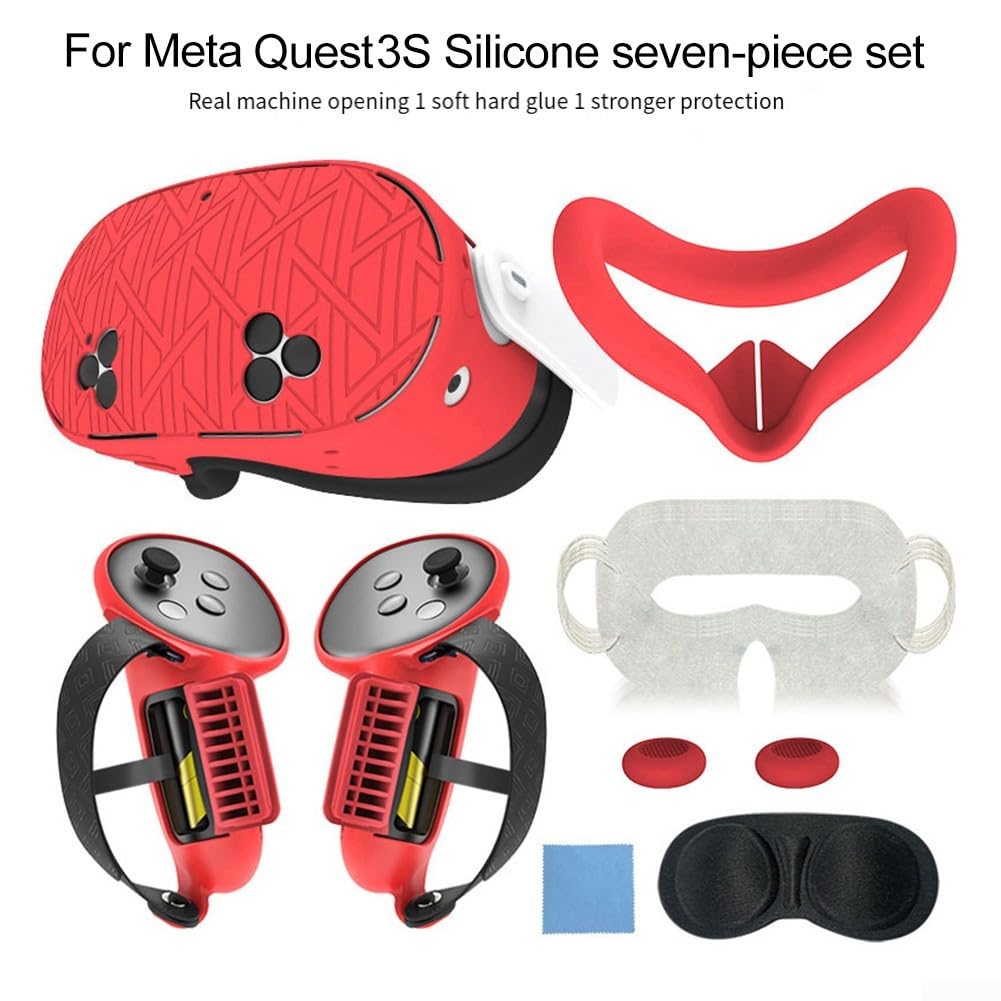 Soluzione di protezione completa per Meta For Quest 3s Set di cover in silicone con accessori essenziali (bianco)