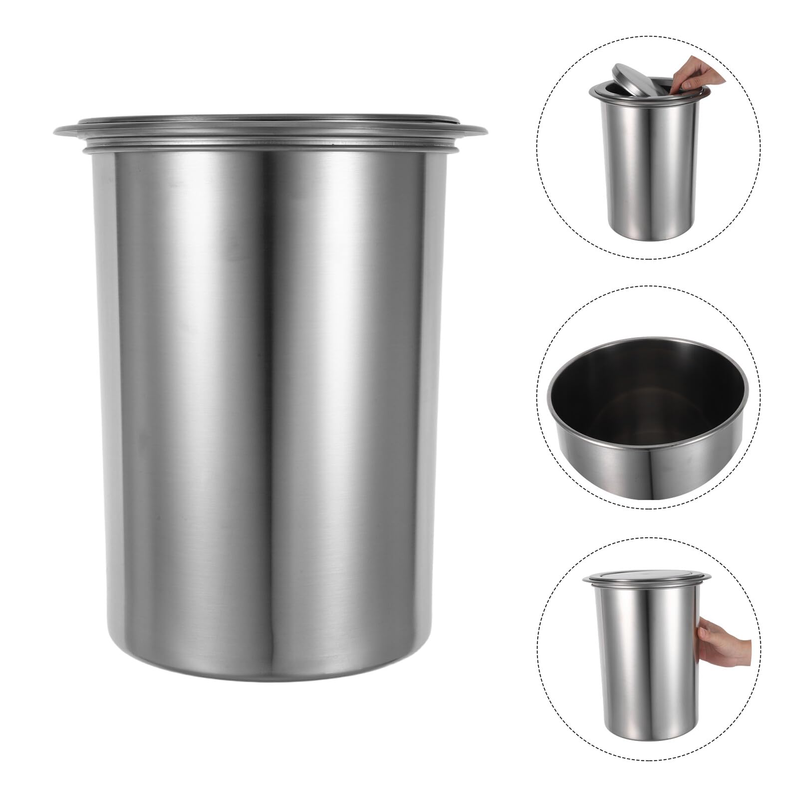 DOITOOL Cubo de Basura de Cocina Empotrado con Tapa Abatible, Acero Inoxidable 304, Juego de 3 Piezas para Encimera, Bote de Basura Compacto para Hogar, Restaurante y Hotel