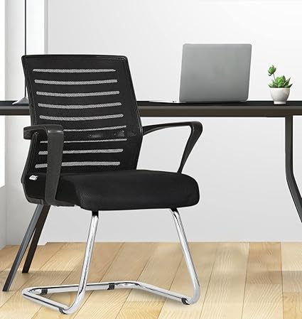 Da URBAN Bella Mid Back Mesh Visitor/Guest Chair | Heavy Dutty Cantilever Frame | Office Visitor/Study/Sitting| Professional Look Ergonomic Visitor Sitting Chair(Black)