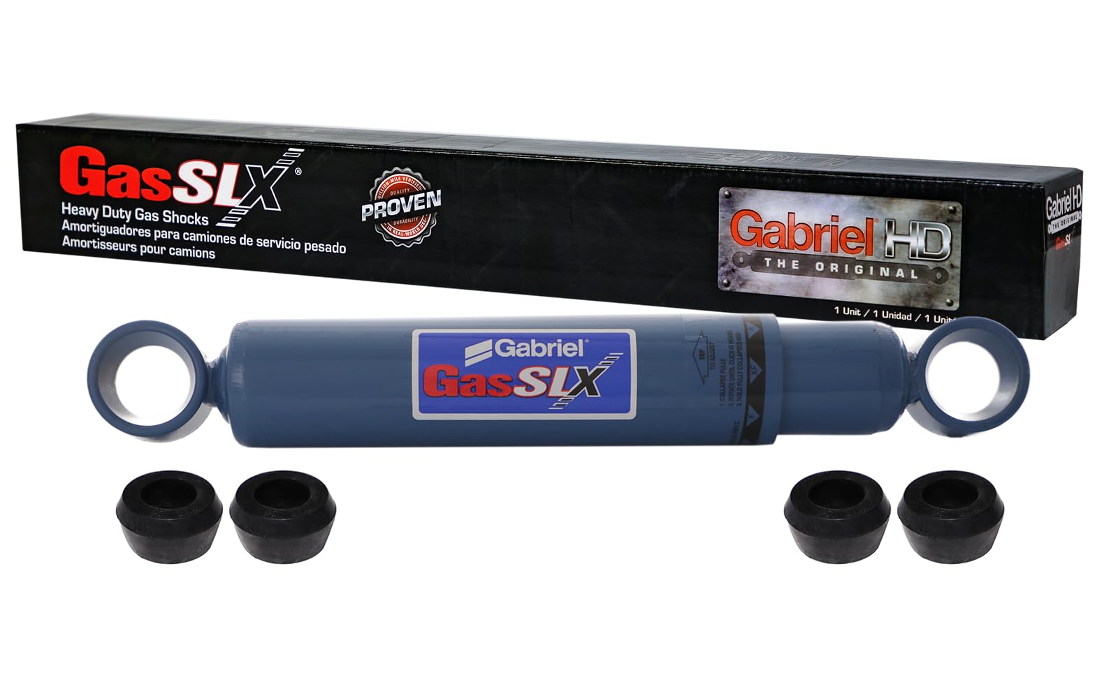 Gabriel 89410 GasSLX Adjustable HD Front &amp; Rear Shocks Fits Kenworth T800; Ford A9522 A9513 Bus; Mack Tuthill Trailer &amp; Tractor Class 6-8; OEM# F4HT-18080-BA, B71-1002