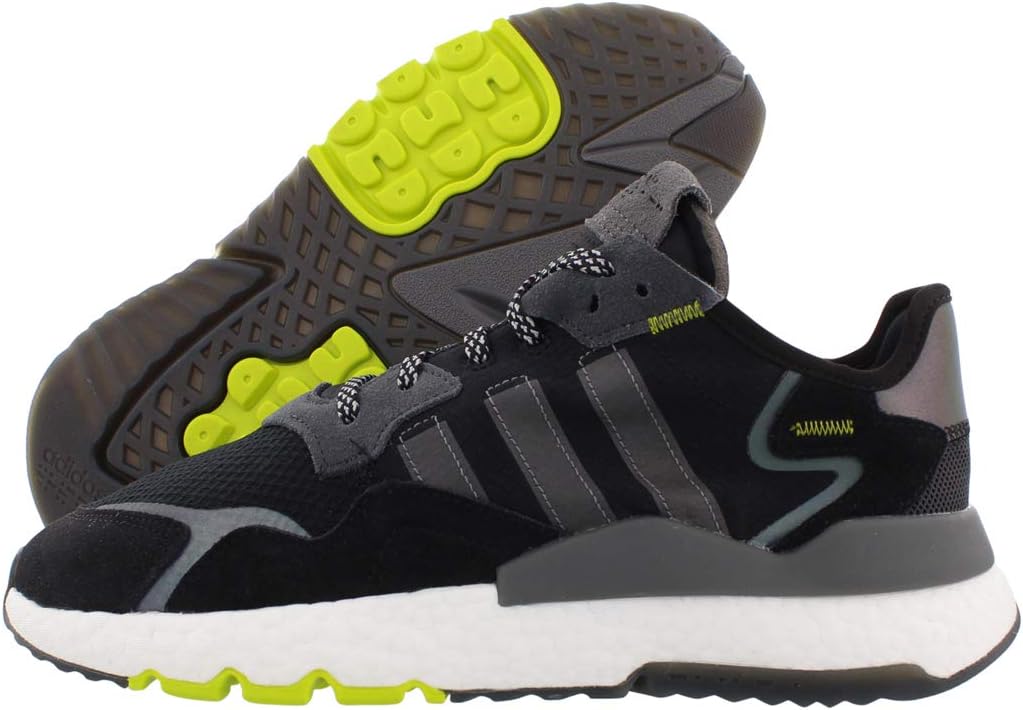 adidas Men's Nite Jogger Running Sneakers (Black/Grey Four/Semi Solar Yellow, Numeric_8_Point_5)