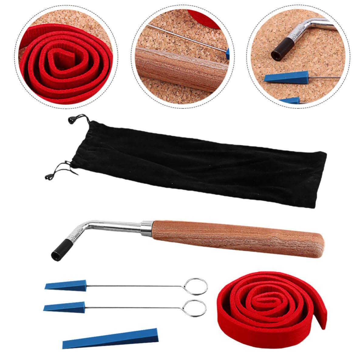 ABOOFAN Kit de Afinación de Piano Profesional Llave en L, Tira de Silenciadores y Materiales Metálico y Madera para Trabajos de Afinación y Reparación de Piano