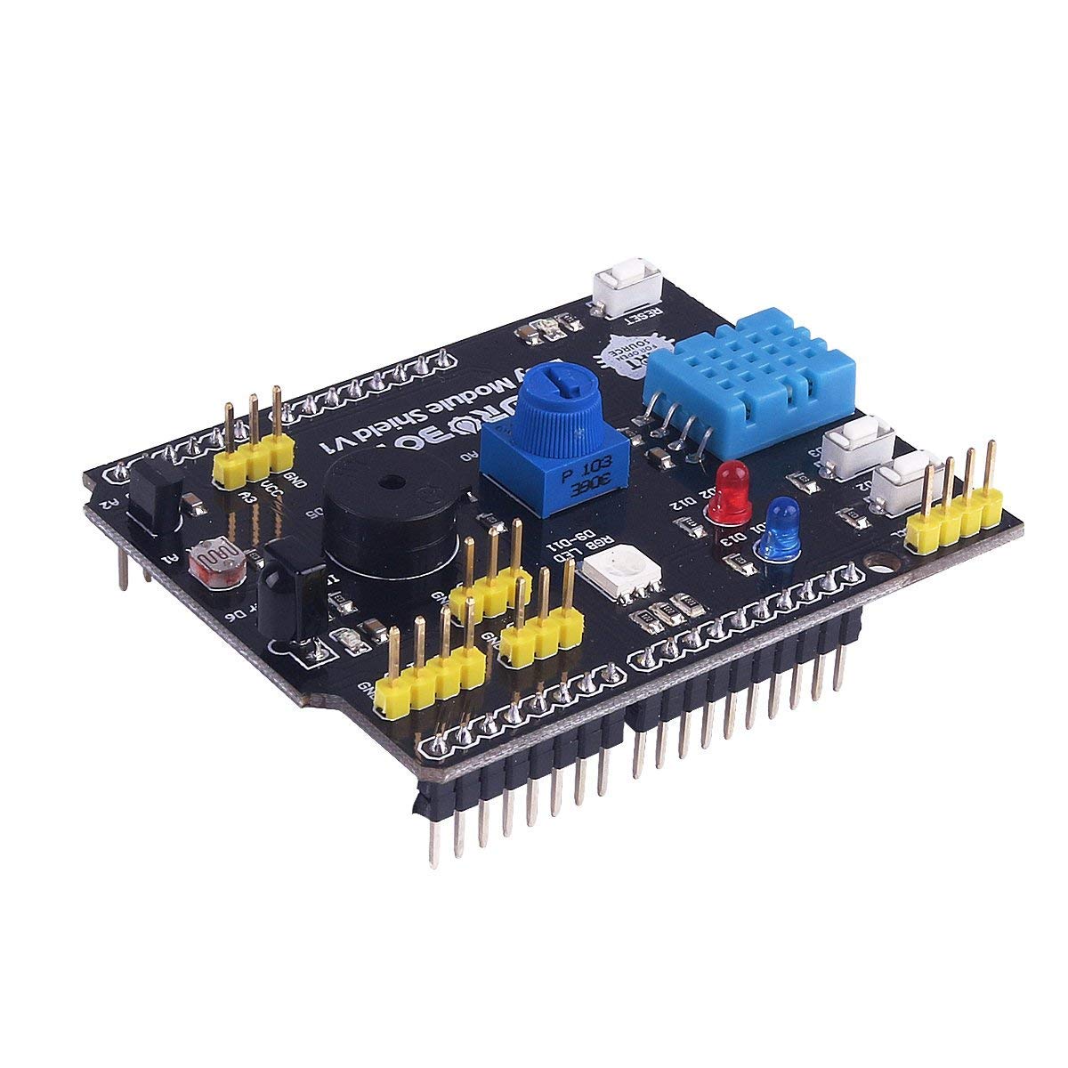 DollaTek Arduino Uniwersalna karta rozszerzeń Arduino z czujnikiem wilgotności i czujnikiem temperatury 9 w 1, kompatybilna z Arduino UNO R3