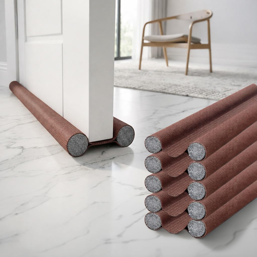 Door Draft Stopper PVC Size 39Inch | Under Door Dust & Noise Blocker | Cold & Heat Insulation Strip | Door Gap Sealer for Home Doors & Windows | Easy Install | Brown | Pack of 5-image-12