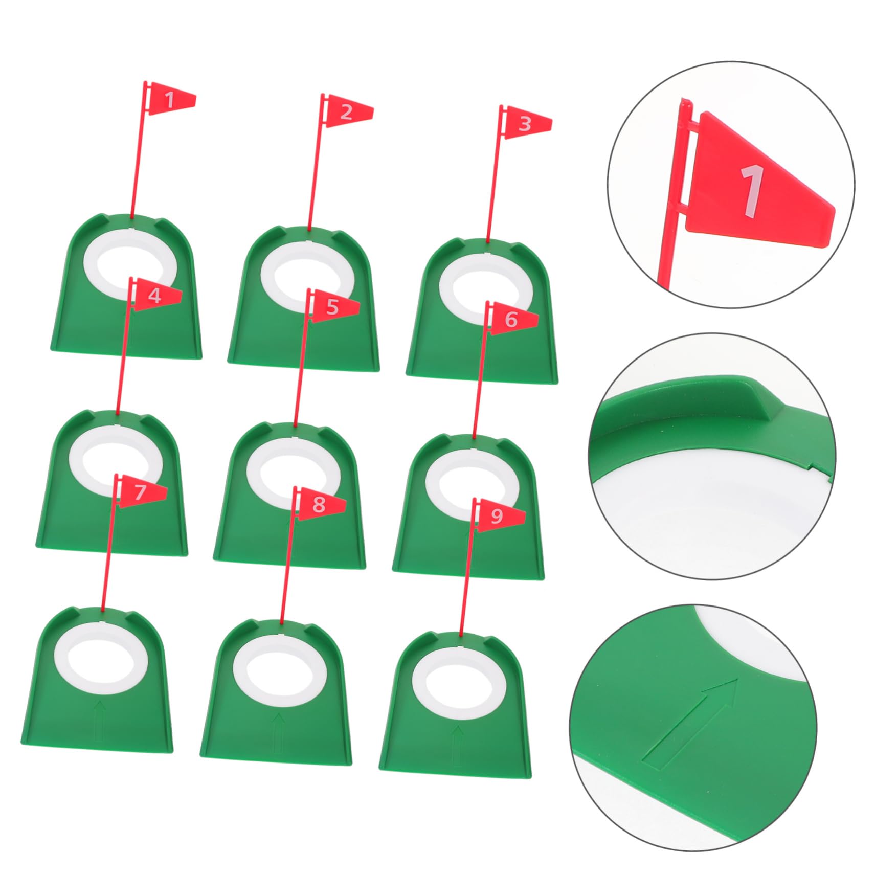 Hohopeti 9 Piezas Práctica Putting Golf Interior Exterior Discos Plásticos con Bandera Desmontable Entrenamiento Precisión Palos Golf Hombre
