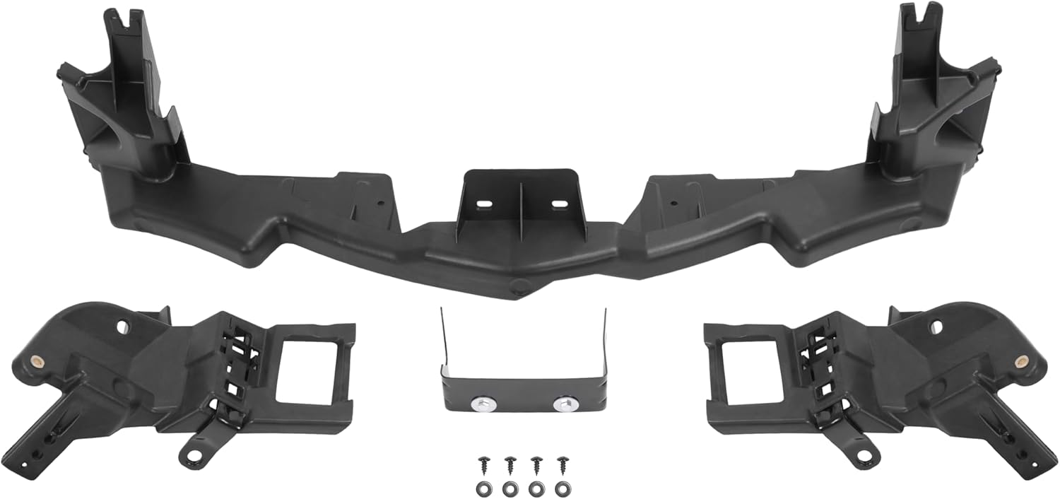 HECASA Front Header Panel Bumper Cover Support Compatible with 2004-2008 Pontiac Grand Prix Grille Headlamp Mounting Nose Header Panel Black 4PCs Replacement for 10381173 GM1041112