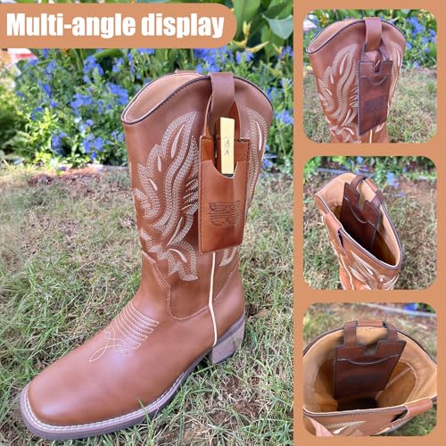 Boot Wallet for Women,Western Boot Wallet with Snap Strap,Leather Boot Wallet, Credit Card Holder(Tawny)3