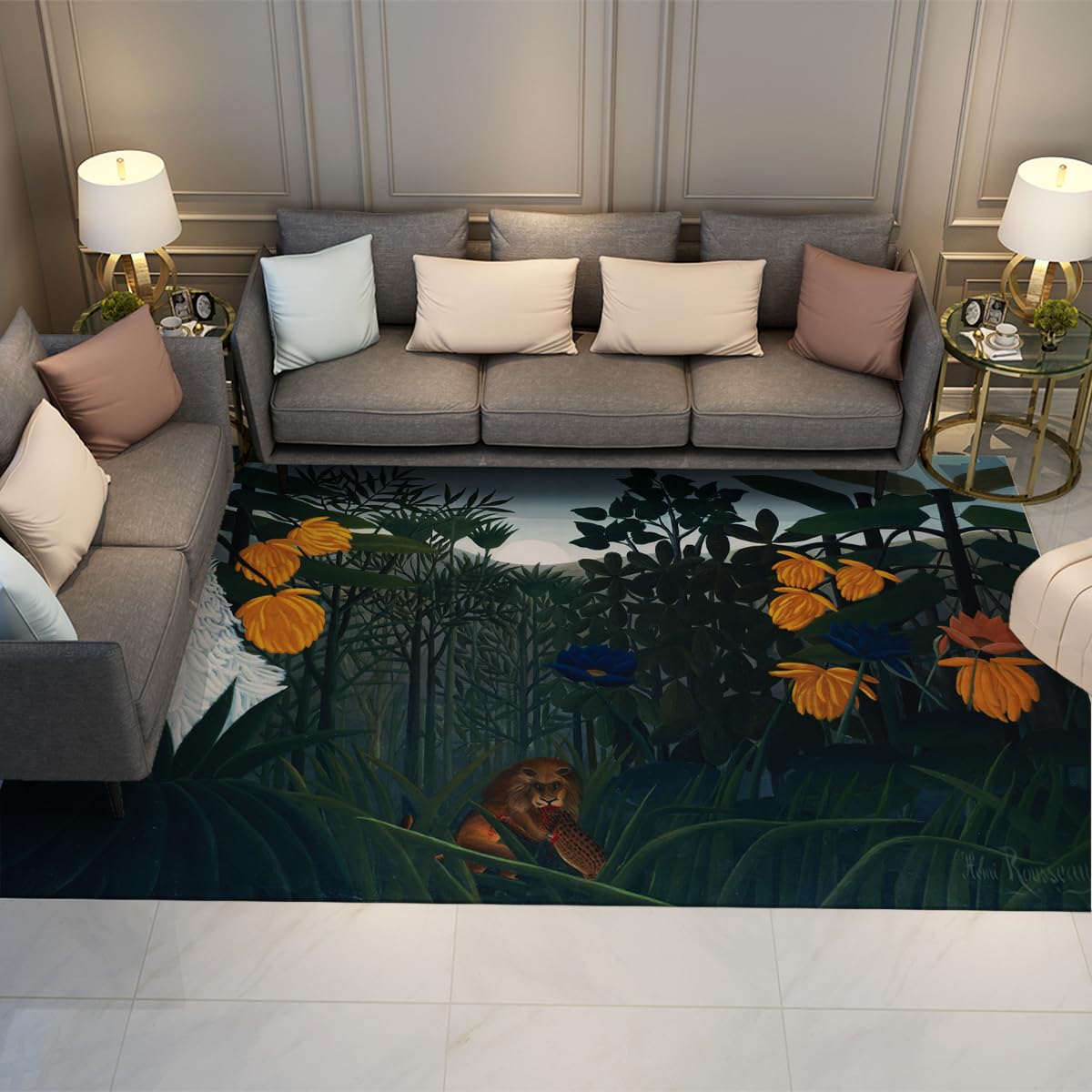 Tapis de sol jungle lavable 180x240cm antidérapant résistant
