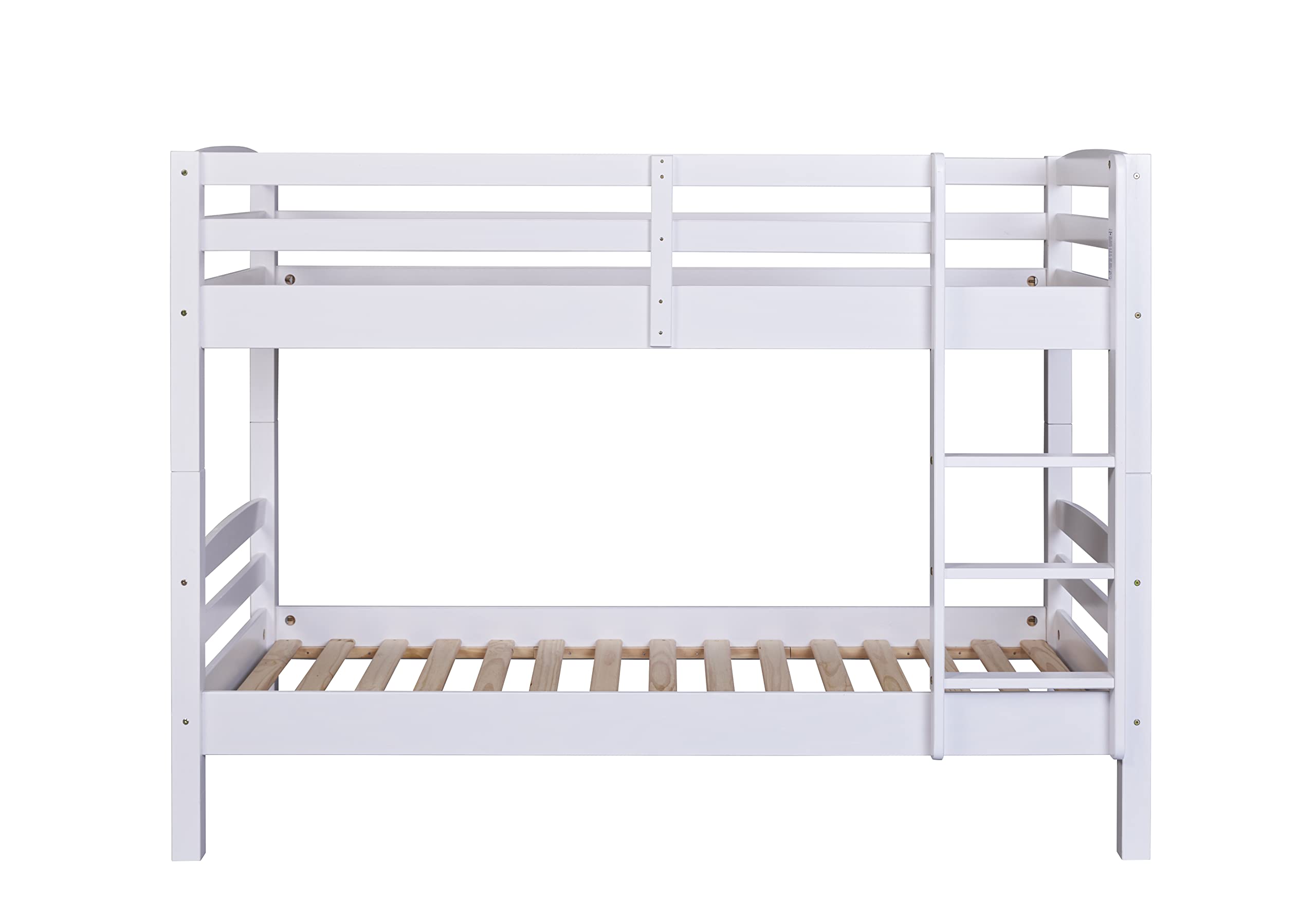 Inter Link – Etagenbett – Hochbett – Jugendbett - Rausfallschutz – Stockbett – Kinderbett – Mit 2 Lattenroste – Kiefer massivholz – Annika - Weiß lackiert – 90x200 cm