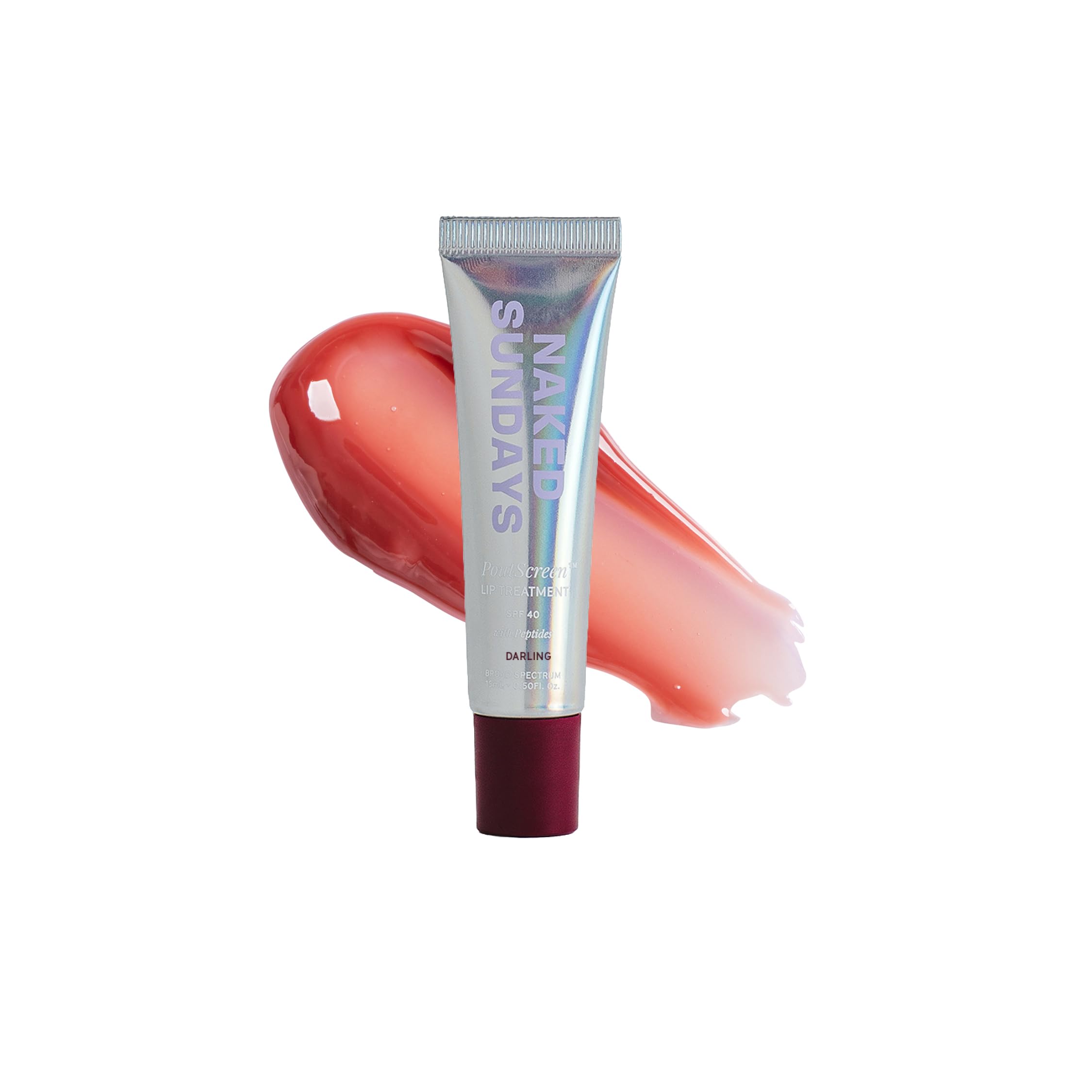 Naked Sundays SPF 50 Tinted Lip Treatment with Sun Protection — Hydrating Lip Balm with Peptides, Polyglutamic Acid & High-Gloss Finish, Broad Spectrum UVA/UVB, Vegan, Non-Sticky - 15ml (Darling)