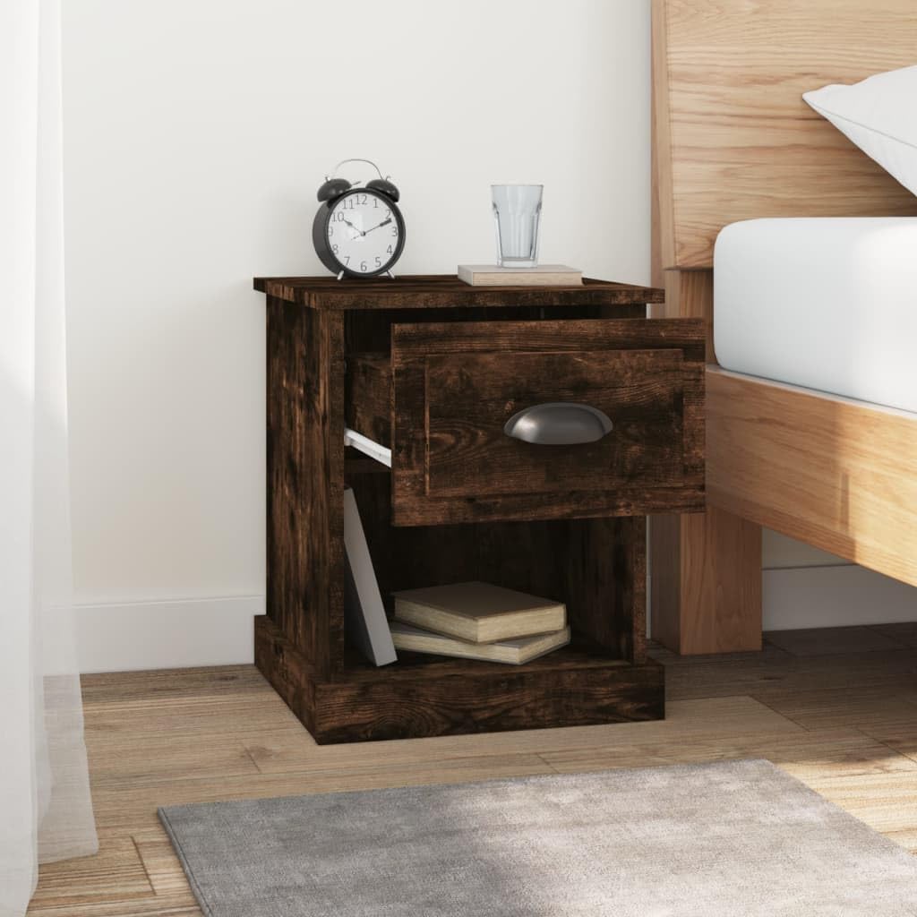 Comodini da 2 pezzi, in legno di incenso, 39 x 39 x 47,5 cm, moderno comodino in legno in affumicatura con spazio per camera da letto, soggiorno e studio, camera da letto, comodini