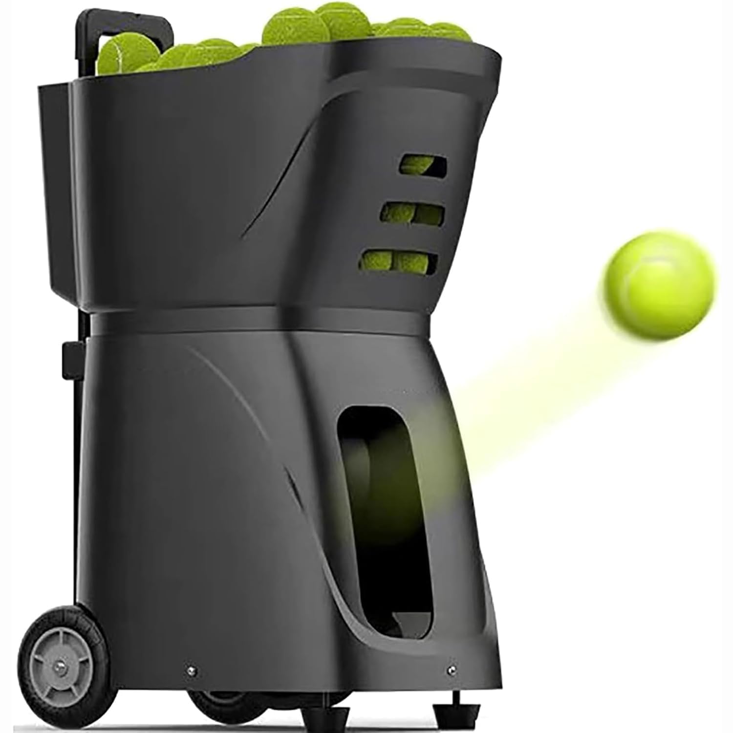 Máquina automática portátil de pelotas de tenis, control remoto, control por aplicación móvil, capacidad de 100 pelotas, frecuencia de servicio 1.8-8.8s, para todos los jugadores de tenis