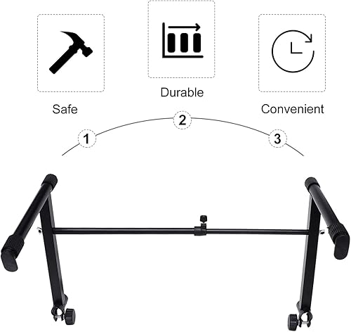 Miniatura 6 de Soporte de teclado de piano, soporte de teclado electrónico ajustable en altura, soporte de piano electrónico para pianos digitales, soporte práctico