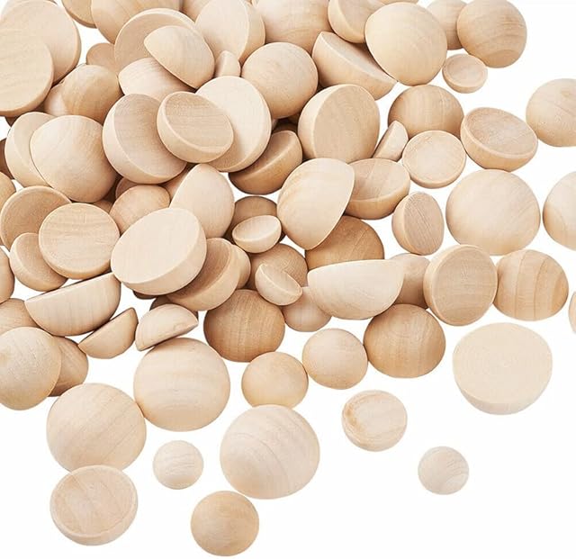 Half Wooden Beads,300PCS Natural Unfinished Wooden Half Craft Balls,12mm DIY Mini Split Round Hemisphere Wood Ball Set,Half Wooden Balls for DIY Projects,Kids Arts,Christmas Ornaments Craft Supplies