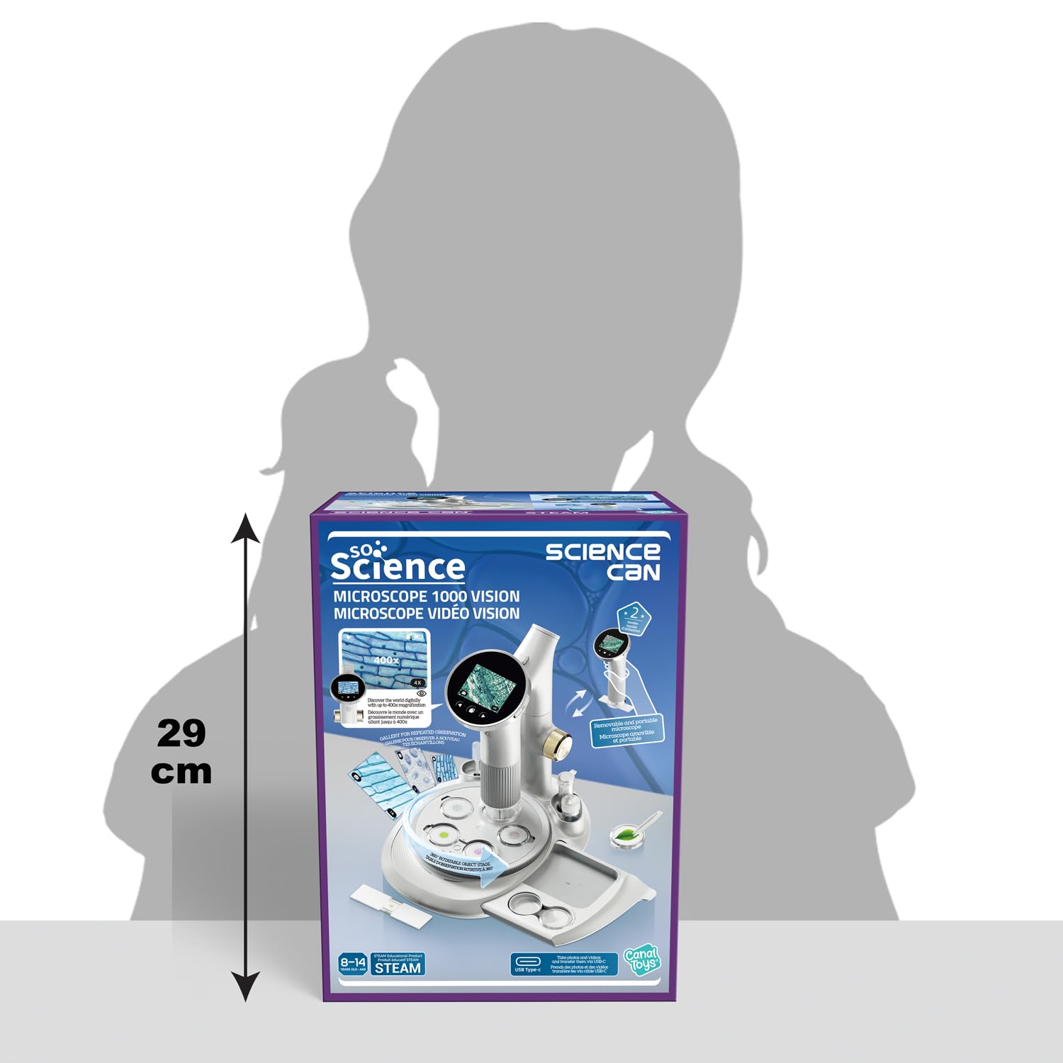 Canal Toys - So Science - Microscopio Video Vision 1000 per bambini a partire da 8 anni – Microscopio elettronico portatile con schermo HD - Zoom ad alta precisione - Kit STEM educativo scientifico