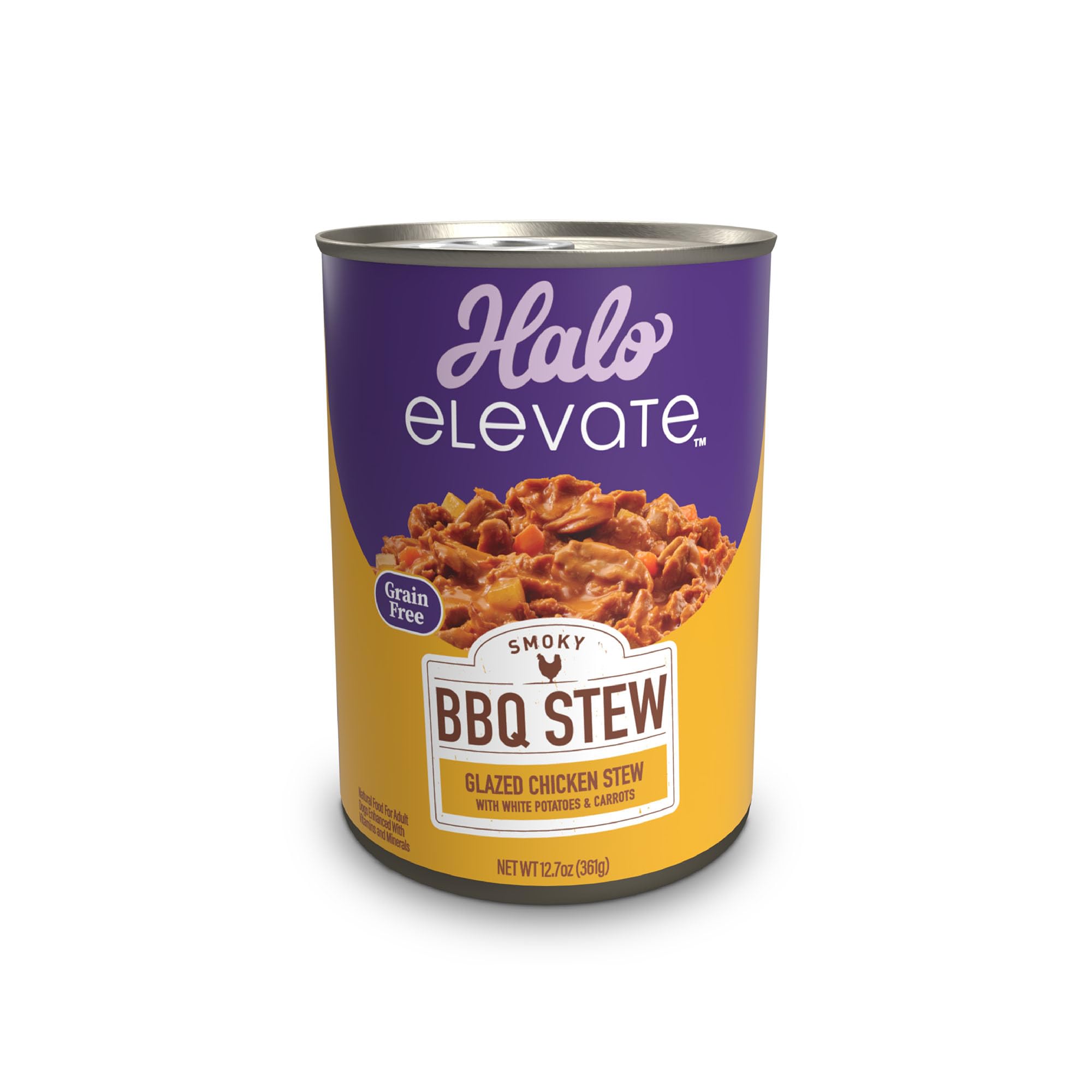 Halo Elevate Wet Dog Food Smoky BBQ Braised Glazed Chicken Stew Recipe, Grain Free Canned Dog Food, 12.7 Oz Can (Pack of 6)