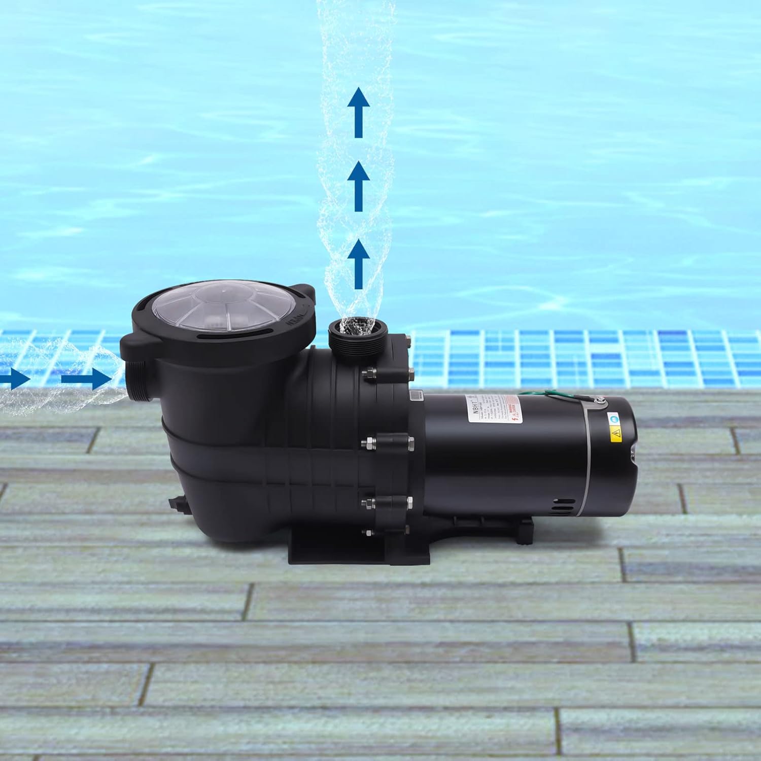 2HP Swimming Pool Pump, 118.8GPM Filter Garden In ground and Above Ground Pools Water Pump, Pure Copper Motor with High Rotation Speed, w/Strainer Basket